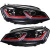 HCYZYU Fari Anteriori Per Golf 7 Faro Modificato Gruppo Ottico Anteriore LED Luce Di Marcia Diurna Lente Indicatore Di Direzione Acqua Faro Gruppo Fari Anteriori Auto(Red Pair 2pcs)