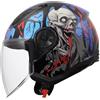 LS2, Casco Moto Jet AIRFLOW II ZOMBIE II Black Red Blue, 3XL