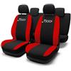 Lupex Shop Copri-sedili Auto Compatibili 500L Nero Rosso | Set Copri-Sedile Anteriori e Posteriori | Logo Ricamato | Airbag Compatibile | Accessori Auto Interno