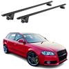 OMAC Barre Portatutto Alluminio TÜV geprüft per Audi A3 8PA Sportback 2005-2013 - per Rail Tetto Integrati - T Nut - Max 100 kg - 2 Schlösser Nero
