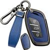 Rondrive Custodia per chiave auto, in metallo, per MG MG4 MG5 MG6 MG ZS Hybird+ EV HS EHS ZX GT Roewe RX3, con portachiavi, custodia protettiva per chiavi, colore nero e blu