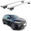 OMAC Barre Portatutto Alluminio TÜV geprüft per VW T-Cross 2019-2026 - per Rail Tetto Standard - T Nut - Max 90 kg - 2 Schlösser Argento