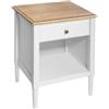 ATMOSPHERA CREATEUR D'INTERIEUR Atmosphera - Comodino Solen, Bianco e Legno, L 45 x P 40 x H 61 cm, 1 cassetto, nicchia Contenitore - per Camera da Letto, Soggiorno, tavolino d'appoggio
