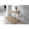 MOMMA HOME - Set di Tavoli e Sedie da Cucina - Modello Leva - Tavolo Semicircolare con Piano Allungabile - Ideale per Spazi Ridotti - Finitura in Rovere e Bianco - 55/115 x 61 x 74 cm