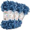 Wohnkult Alize 3 x 100 g Puffy Premium Lana 62 selezione ciniglia lana con passanti per lavorare a maglia e uncinetto senza attrezzi (637 | Indaco 637