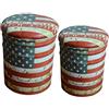 milani home Set di 2 Pouf Contenitore Tondo per Interno Poggiapiedi Salotto Camera Cameretta
