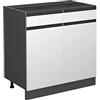 Vicco Mobiletto base per cucina R-Line, Bianco, 80 cm Forma a J, senza piano di lavoro, per la libera combinazione all'interno di sistemi cucina modulari