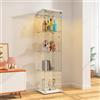 BPKADHY - Mobile vetrina in vetro a 4 ripiani, 164 x 42,5 x 36,5 cm, con illuminazione RGB a 7 colori e 1 porta, serratura, vetrine per oggetti da collezione, vetrina a colonna per soggiorno, bianco