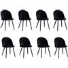 BenyLed Set di 8 Sedie da Pranzo, Sedie da Cucina con Rivestimento in Velluto Sedie da Soggiorno Moderne, con Gambe in Metallo Nero (Nero)