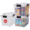 Iris Ohyama, Scatole Portaoggetti Ermetiche in Plastica, 20L, Set di 3, Trasparente, Coperchio Impermeabile, con Chiusura, Impilabile, Per Esterni, Garage, Vestiti, Antipolvere, Senza BPA, AT-SD