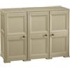 MA MAISON Armadio in Plastica 118 x 43 x 85.5 cm con 3 Ante e Finitura Effetto Legno - Mobile Contenitore Multiuso per Salotto, Balcone Coperto e Organizzazione Casa (Taupe)