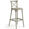 Cribel CROSS Set 2 Sgabelli Alti da Bancone Bar in Polipropilene Tortora, Altezza Seduta 75 cm, Seduta Ergonomica con Poggiapiedi, Design Moderno, 48x49x102