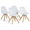 SIEDITI FUORI E DENTRO Set di 4 sedie sala da pranzo, Sedie da cucina in polipropilene con cuscino ecopelle e gambe in legno, Sedie stile scandinavo - Sabina (Bianco)
