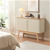 [en.casa] Armadietto Multiuso con 2 Ante Scorrevoli e 4 Vani Chiusi Credenza Madia Mobile Contenitore per Camera da Letto Soggiorno Sala 110x40x80 cm - Naturale/Bianco Crema