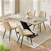 LEMROE Set di 4 sedie da pranzo in pelle beige, moderne sedie da cucina color crema, imbottite con gambe in metallo, per sala da pranzo, reception, soggiorno, ufficio (crema, 4 pezzi)