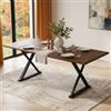 Merax Tavolo da pranzo a forma di X, tavolo da pranzo rettangolare, per 6-8 persone, lunghezza 180 x larghezza 90 x altezza 75 cm, colore noce+nero
