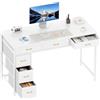 SOLAVERO Scrivania con 6 Cassetti in Tessuto, 120 x 50 cm Scrivania Salvaspazio Reversibile, Tavolo Computer per Casa Ufficio, Camera da Letto, Soggiorno, Bianco