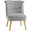 HOMCOM Poltrona per Soggiorno e Sala da Pranzo con Seduta Imbottita, Poltroncina da Camera con Gambe in Legno e Tessuto Effetto Velluto, 60x66x79 cm, Grigio