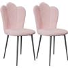 ARunThLana Set di 2 Poltrona in velluto, schienale a petali, sedia da cucina con gambe in metallo, sedie da sala da pranzo, sedia relax, per soggiorno, camera da letto,rosa