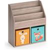Vicco Libreria bambini Luigi, Sonoma, 72 x 79 cm con 2 scatole pieghevoli opt.1, combinabile per riporre libri e giocattoli