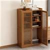 Hltdzer Armadio di Riposizione Multifunzione in Rattan per Router WiFi Scatola Riposizione Multimediale Domestica con Ripiani Regolabili Armadio Stereo con Porte(Brown,59*25*97cm/23.2*9.8*38.2in)