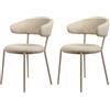 Rebecca Mobili Set 2 Sedie per Soggiorno, Sedie Moderne, Tessuto Poliestere Acciaio, Beige, Ergonomiche, con Braccioli - Misure HxLxP: 80,5 x 47,5 x 57,5 cm - Art. RE7033