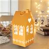 Nexoria Casette luminose natalizie, casa di Natale, lanterna bianca, con candele a LED, decorazione natalizia, in metallo, decorazione natalizia, lanterna bianca per decorazioni natalizie (S)