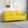 Homgoday Divano 3 Posti Moderno Giallo Chiaro Tessuto Poliestere 180 cm