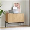 VS VanShine mobile soggiorno,credenza cucina,Credenza a 2 ante e gambe in metallo, buffet, comò con design a linee, dimensioni: altezza 75 cm, larghezza 100 cm, profondità 40 cm