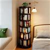 Scribora Libreria Rotante a 360° in Legno Massello, Scaffale Girevole a 6 Ripiani con Ruote, Salvaspazio per Salotto, Studio, Camera da Letto e Ufficio, Design Moderno