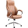 CLP Sedia da Ufficio ergonomica Wigan, Poltrona direzionale con Inserti in Vera Pelle, Altezza Regolabile, Funzione Basculante, Fino a 135 kg Colore Marrone Chiaro
