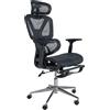 CLP Sedia da ufficio Grover ergonomic I Regolabile in altezza, girevole a 360 gradi I Poggiapiedi estensibile, rete traspirante Colore:nero