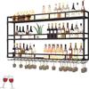 WXZXWXZX Portabottiglie Porta Bottiglie di Vino da Parete Portabicchieri con con Luce Cantinetta Vino con Porta Bicchieri Sospesi Scaffale da Parete con Porta Calici Mobile Bar per Cucina Sala da Pranzo Bar(Bl