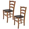 t m c s Tommychairs - Set 2 sedie modello Venice per cucina bar e sala da pranzo, robusta struttura in legno di faggio color noce e seduta rivestita in pelle artificiale colore moka