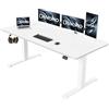 Devoko Scrivania regolabile in altezza, 140 x 60 cm, con vaschetta via cavo, altezza elettrica, stabile, scrivania per computer, memoria a 2 funzioni, seduta ergonomica (bianco)