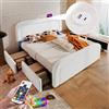 Autheria Letto Matrimoniale con Contenitore 140x200 cm con LED e USB Type C, Letto una piazza e mezza con Testiera e 4 Cassetti, Letto Contenitore con rete a doghe, Struttura Letto Matrimoniale