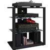 VCM Mobiletto Rack HiFi Scaffale Phono Scaffale Phono Media in Vetro Folas Mobiletto Rack HiFi Scaffale Phono Scaffale Phono Media in Vetro Folas Nero