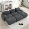 Bladez Divano moderno a 3 posti in velluto a coste, divano letto modulare con pouf ottomano, senza montaggio, divano imbottito Cloud combinabile, per soggiorno (grigio, 3 posti+3)