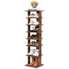 HOMASIS Scarpiera a 8 Ripiani, Scaffale Portascarpe in Legno, Organizzatore per Scarpe, Scaffale Multifunzionale, Scarpiera Salvaspazio, per Ingresso, Salotto, 28,5 x 25,5 x 110 cm (Marrone)