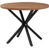 JZGORC Tavolo da pranzo rotondo moderno, tavolo da cucina in MDF con gambe in metallo nero, tavolo da pranzo normale, tavolo da soggiorno o cucina, 100 cm, texture rovere scuro