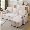 Lubvtti Divano letto 3 posti con portabicchieri e vano portaoggetti,divano angolare a L con funzione di riposo,intercambiabile a destra e a sinistra,divano 3 posti moderno,Cotone Lino,beige