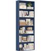 FirFurd Libreria scaffale per Soggiorno, Libreria a 6 Ripiani,Scaffale Portaoggetti Porta Libri in Legno,Mobiletto Multiuso per Cucina, Ufficio, Studio 60x23,5x180cm (Blu)
