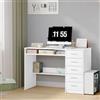 Hzuaneri Scrivania per Computer con 5 Cassetti, Scrivania Ufficio, Tavolo Moderno con Ripiano, per Studio, Ufficio, Camera da Letto, 50 x 108 x 75 cm, Bianco CD10503X