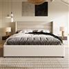 Idemon Letto Idraulico Imbottito per Letto Matrimoniale, Rete a Doghe in Legno, Letto con Struttura in Metallo e Doghe, Lino (Beige, 140 x 200 cm)