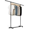 CLP Appendiabiti con Ruote Stabile Soran, Asta Regolabile in Altezza e Pieghevole, Stand Appendiabiti Metallo Nero Dimensione 150x50x188 cm