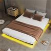COMHOMA Telaio letto 140 x 200 cm, in metallo, con LED e prese, letto per ragazzi, app e telecomando, struttura stabile con rete a doghe