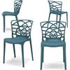 REDÒKASA Set 4 sedie in polipropilene ARMONIA, impilabile, resistente ai raggi UV, design moderno, ideale per sala da pranzo, cucina, sala d'attesa, bar, ristoranti o giardino (4, Avio)