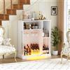 MSFE Mobile Porta Vino e Amari,Armadietto per Vino con Luce a LED,Buffet in Legno,Credenza con Portabicchieri e Porta in Vetro,Armadietto per Vino per Soggiorno,Cucina,Sala da Pranzo,85.4*40*110cm