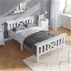 TIZZ Letto singolo in legno, con testiera, in legno massiccio, con rete a doghe, letto per ragazzi in pino massiccio, bianco (90 x 200 cm)