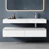 doporro Mobile Bagno Sospeso 150 cm con Lavabo Integrato - Design Moderno in Bianco Opaco con Mensola e Ampi Cassetti